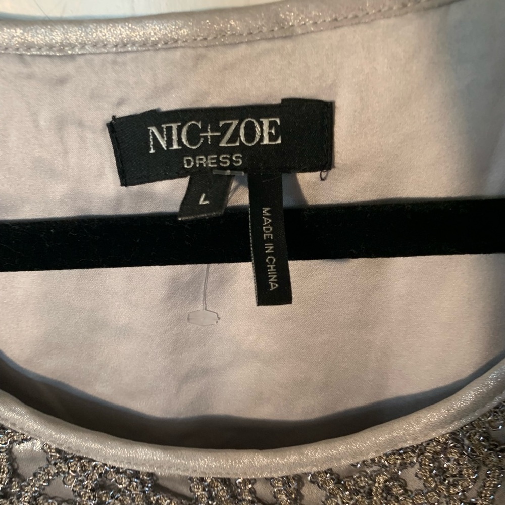 Nic +Zoe  silver metallic formal dress